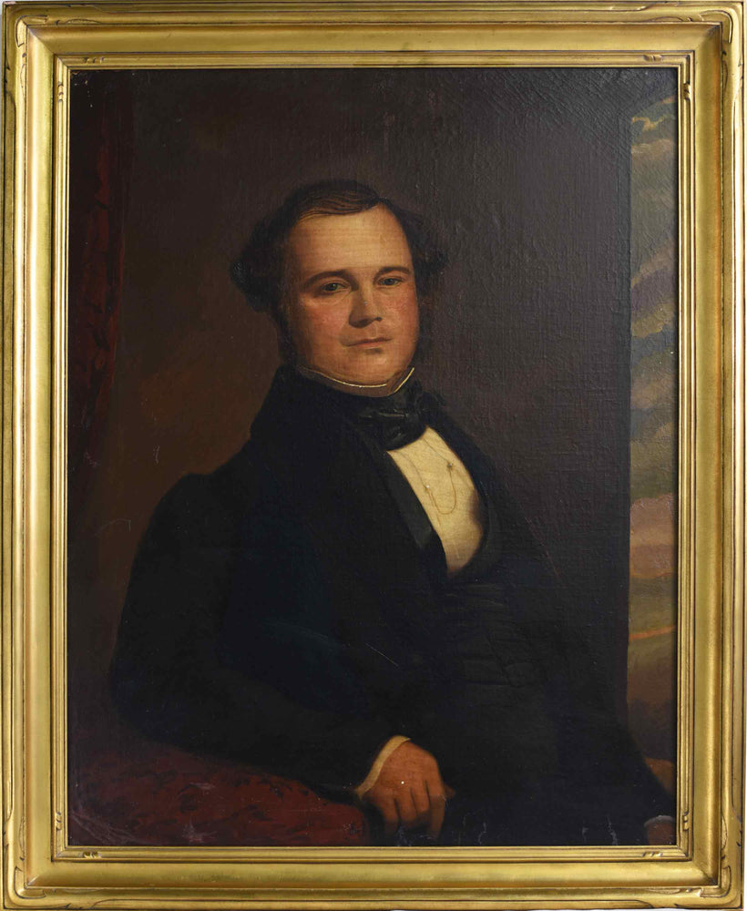 19th Century Portrait of a Gentleman in a Suit Original Oil on Canvas Framed 33" x 41"