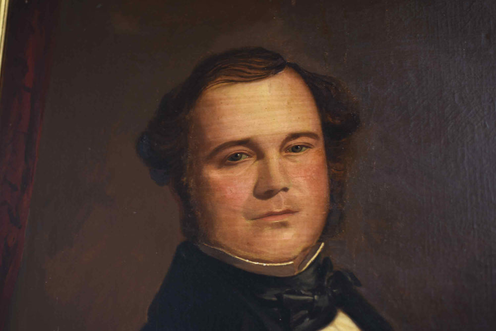 19th Century Portrait of a Gentleman in a Suit Original Oil on Canvas Framed 33" x 41"