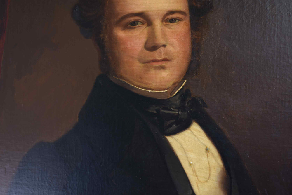 19th Century Portrait of a Gentleman in a Suit Original Oil on Canvas Framed 33" x 41"