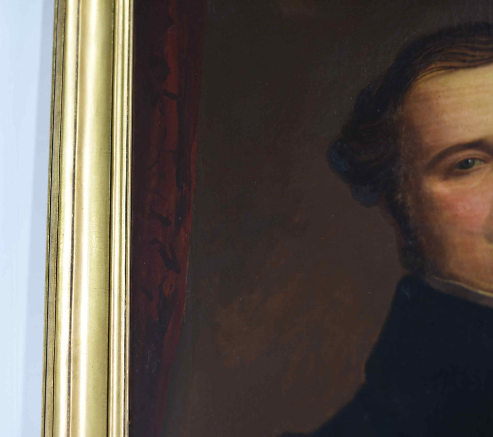 19th Century Portrait of a Gentleman in a Suit Original Oil on Canvas Framed 33" x 41"