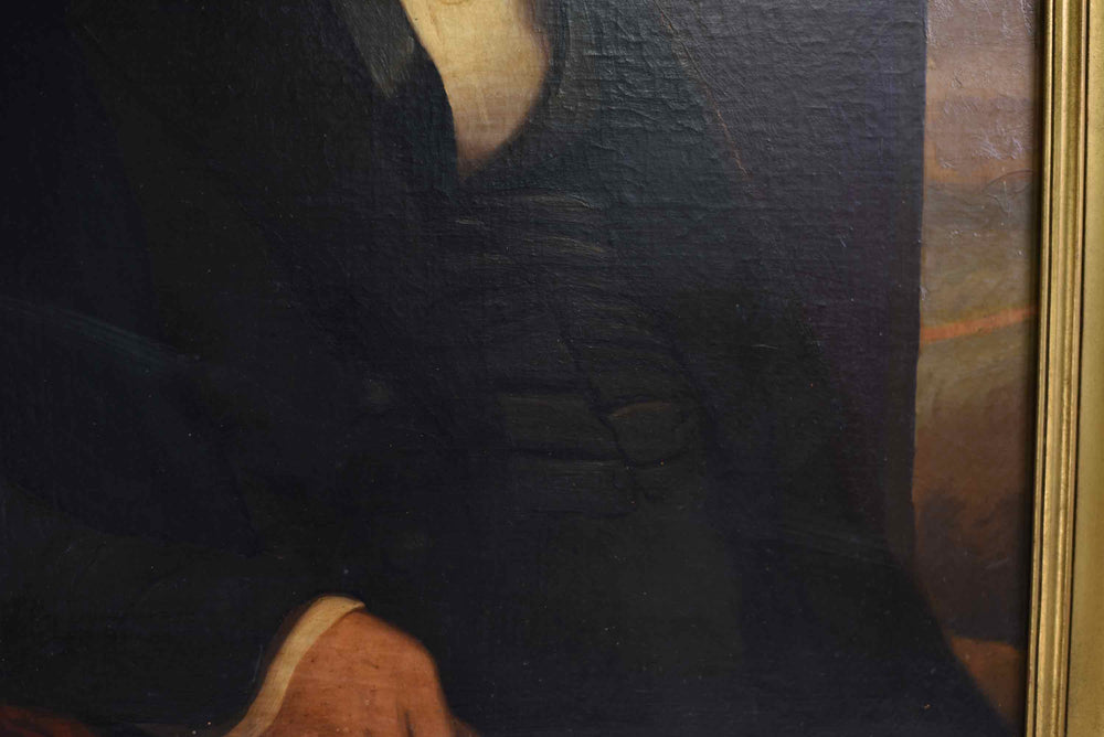 19th Century Portrait of a Gentleman in a Suit Original Oil on Canvas Framed 33" x 41"