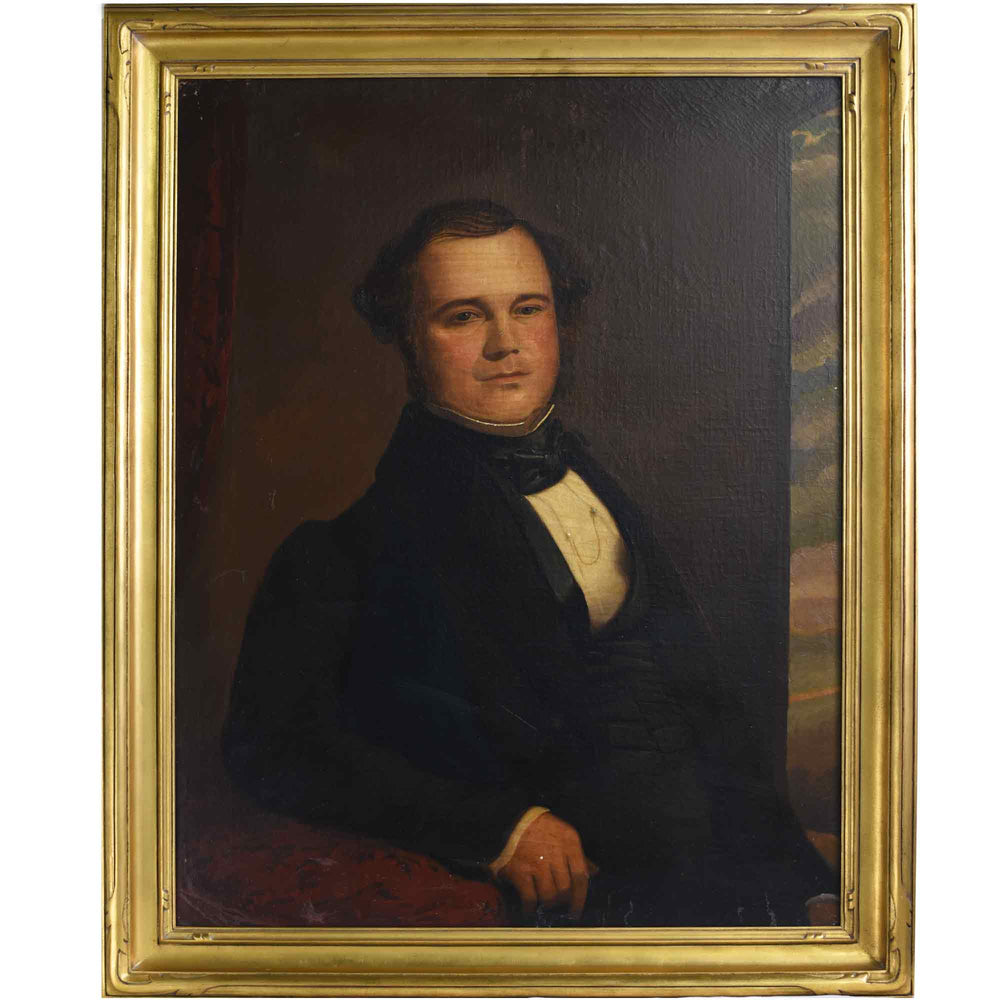 19th Century Portrait of a Gentleman in a Suit Original Oil on Canvas Framed 33" x 41"