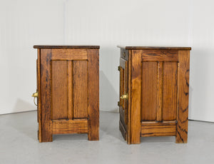 Antique American Country White Clad Ice Box Oak Simmons Hardware St Louis Missouri Tables - A Pair