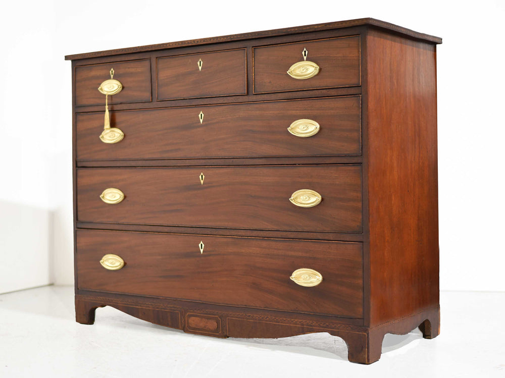 Antique American Federal Style Bone Inlay Mahogany Chest of Drawers