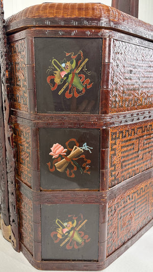 Antique Chinese Tiered Wicker Wedding Basket