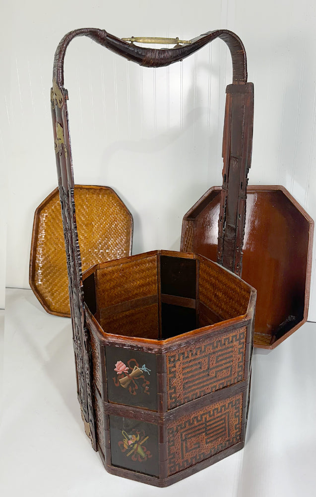 Basket Antique Chinese Tiered Wicker Wedding