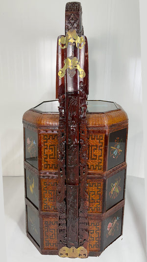 Antique Chinese Tiered Wicker Wedding Basket