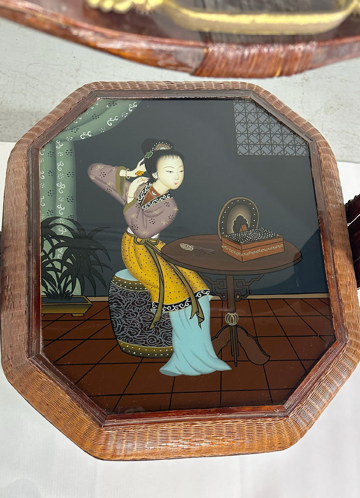 Antique Chinese Tiered Wicker Wedding Basket