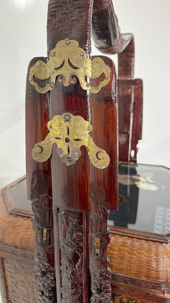 Antique Chinese Tiered Wicker Wedding Basket