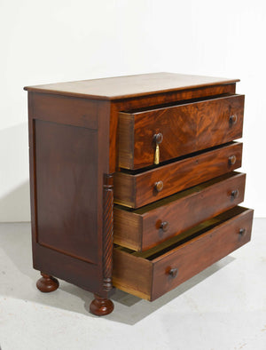 Antique 19th Century American Empire Flame Mahogany Chest of Drawers