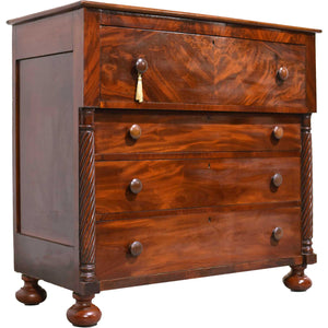 Antique 19th Century American Empire Flame Mahogany Chest of Drawers
