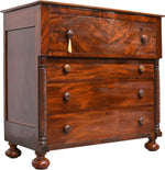 Antique 19th Century American Empire Flame Mahogany Chest of Drawers