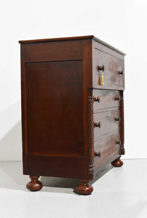 Antique 19th Century American Empire Flame Mahogany Chest of Drawers