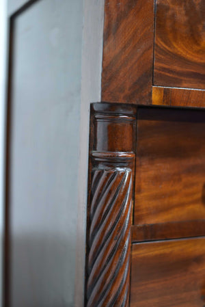 Antique 19th Century American Empire Flame Mahogany Chest of Drawers
