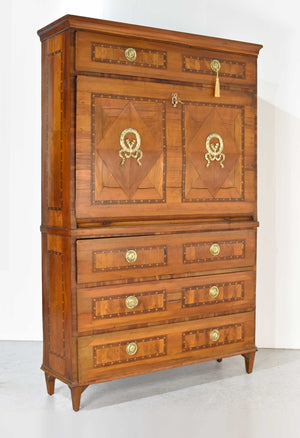 Antique Louis XVI French Veneered Inlaid  Escritoire Secretary Desk