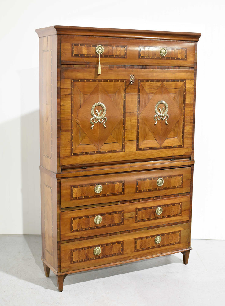 Antique Louis XVI French Veneered Inlaid  Escritoire Secretary Desk