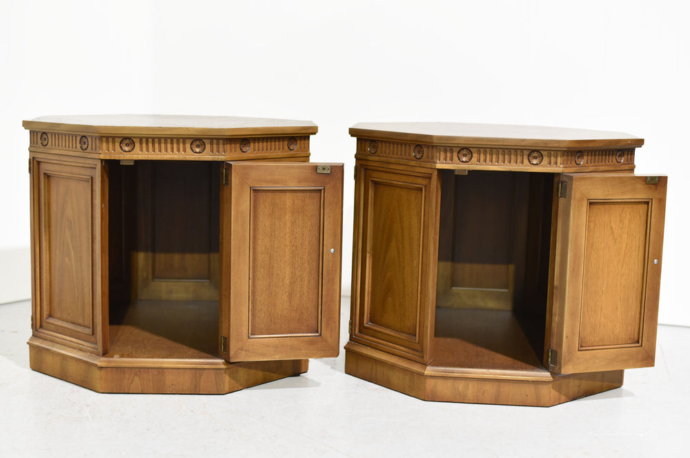CUSTOMIZABLE: Vintage Traditional Hexagon Shape Side Tables  - A Pair