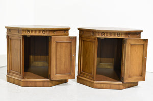 CUSTOMIZABLE: Vintage Traditional Hexagon Shape Side Tables  - A Pair