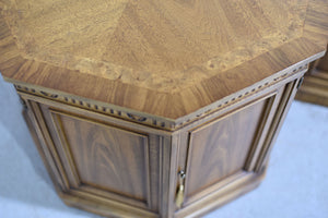 CUSTOMIZABLE: Vintage Traditional Hexagon Shape Side Tables  - A Pair