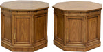 CUSTOMIZABLE: Vintage Traditional Hexagon Shape Side Tables  - A Pair