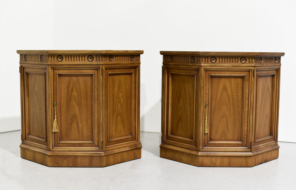 CUSTOMIZABLE: Vintage Traditional Hexagon Shape Side Tables  - A Pair