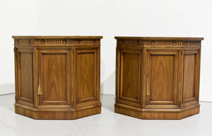 CUSTOMIZABLE: Vintage Traditional Hexagon Shape Side Tables  - A Pair