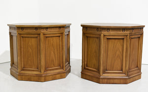 CUSTOMIZABLE: Vintage Traditional Hexagon Shape Side Tables  - A Pair