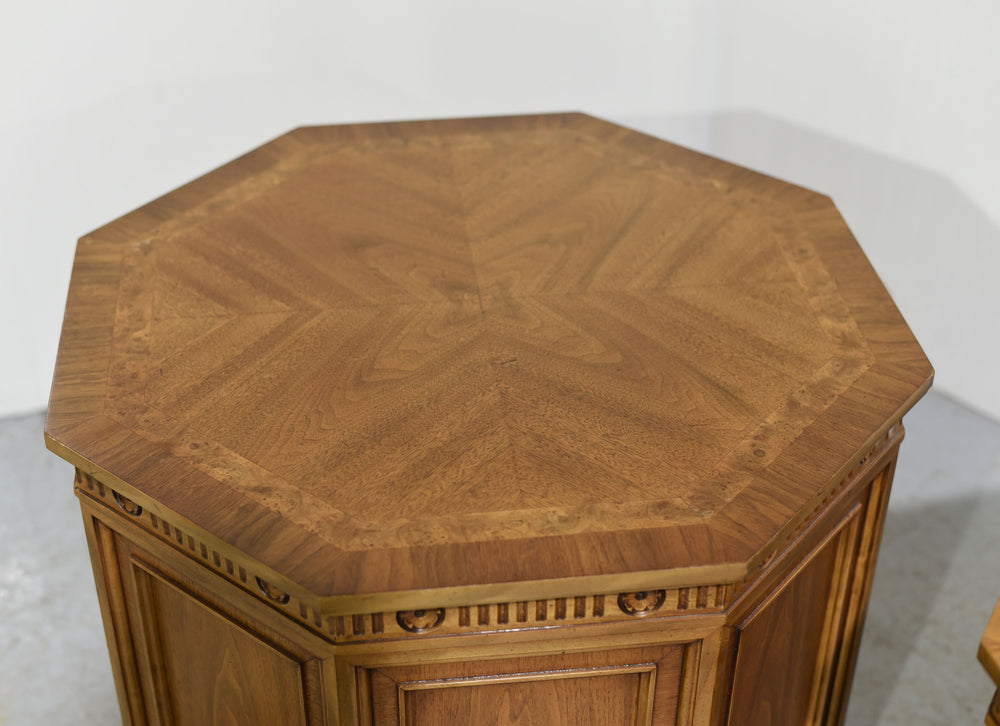 CUSTOMIZABLE: Vintage Traditional Hexagon Shape Side Tables  - A Pair