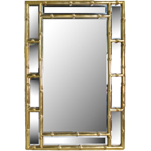 Contemporary Chinoiserie Faux Bamboo Wall Mirror in Gold