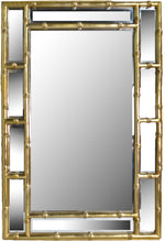 Contemporary Chinoiserie Faux Bamboo Wall Mirror in Gold