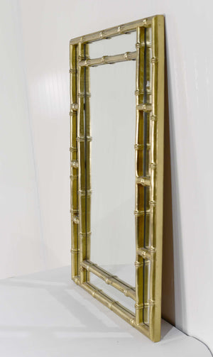 Contemporary Chinoiserie Faux Bamboo Wall Mirror in Gold