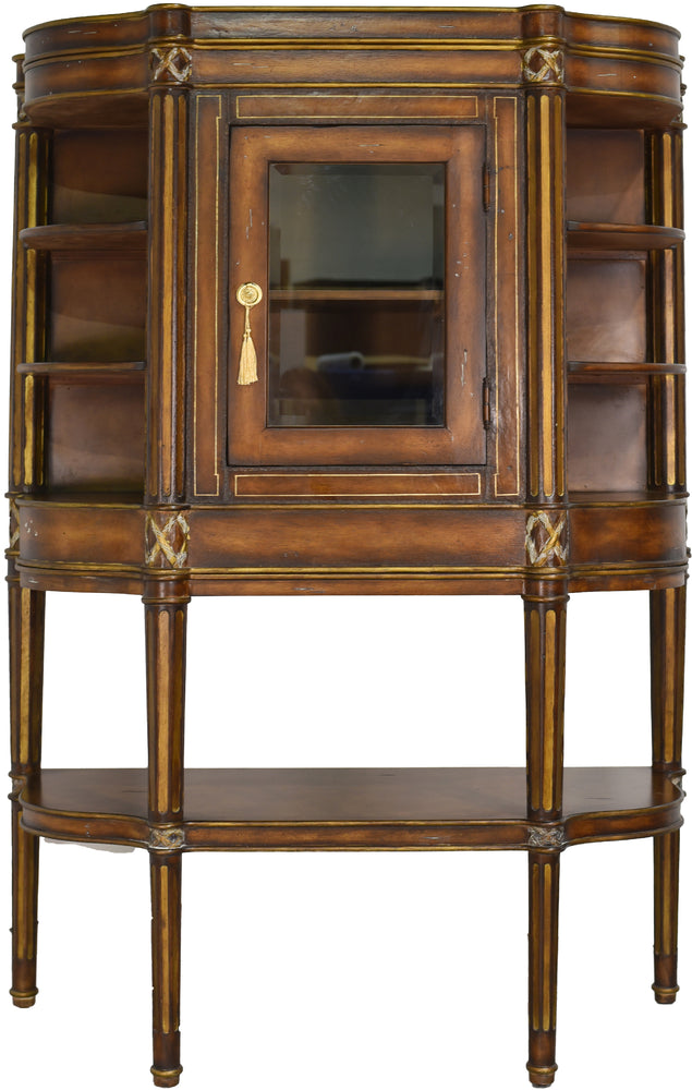 Contemporary French Style Fluted Leg 2-Piece Display Cabinet