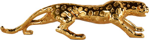 Contemporary Gold Leopard Statue Sculpture 22"