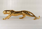 Contemporary Gold Leopard Statue Sculpture 22"