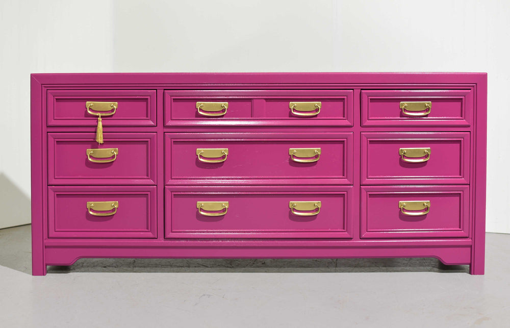 1970s Chinoiserie 9 Drawer Dresser by Thomasville - Newly Painted