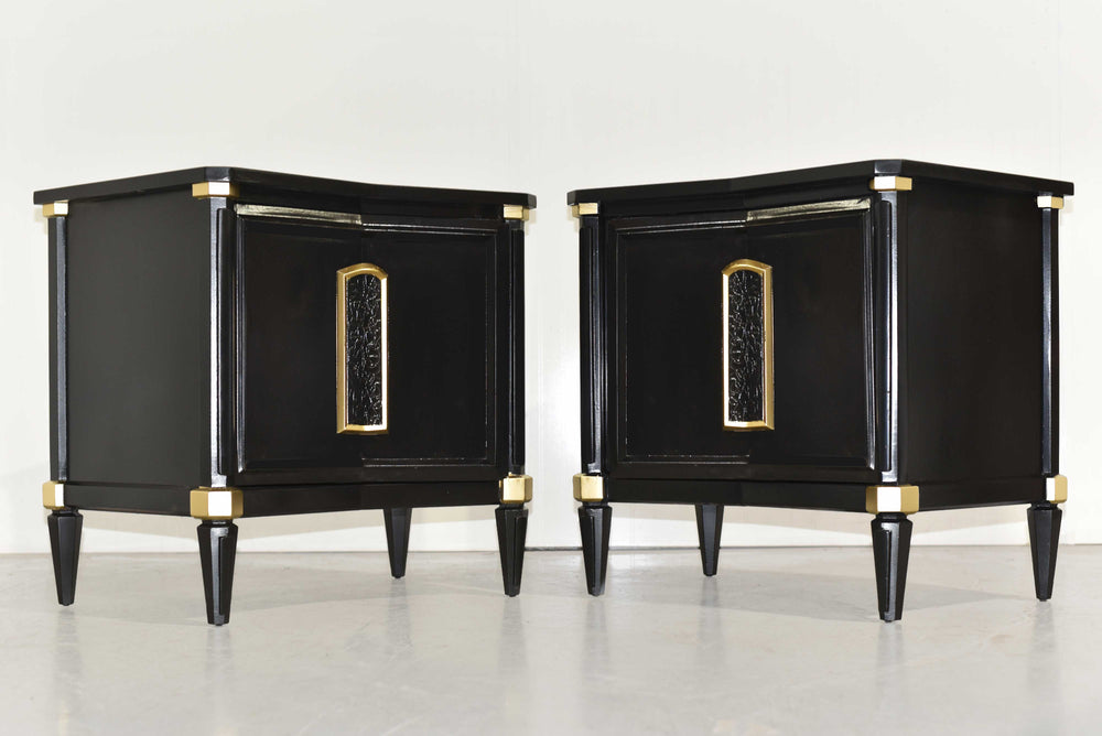 MCM Nightstands in Black and Gold by Helen Hobey Baker  - Newly Painted