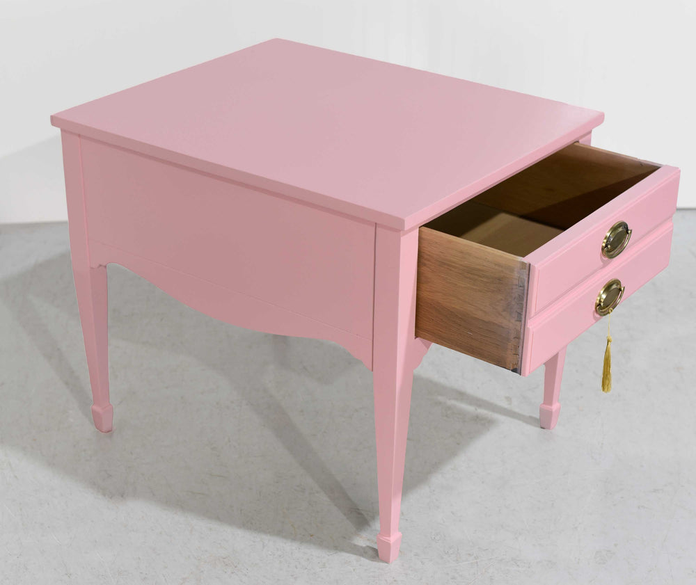 Mid Century Federal Style Nightstands in Pink by Lane Furniture - Newly Painted