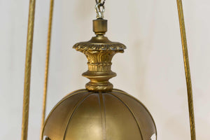 Mid Century Gothic Revival Gold Halo Ring & Crystal Chandelier