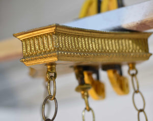 Mid Century Gothic Revival Gold Halo Ring & Crystal Chandelier