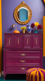 Mid-Century-Transitional-Highboy-Dresser-in-Purple-by-White-Furniture---Newly-Painted-firebird-furniture