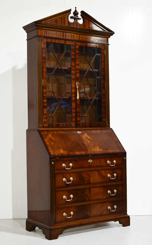 Mid Century American Colonial Revival Mahogany  Drop Front Bureau Butler's Secretary Desk
