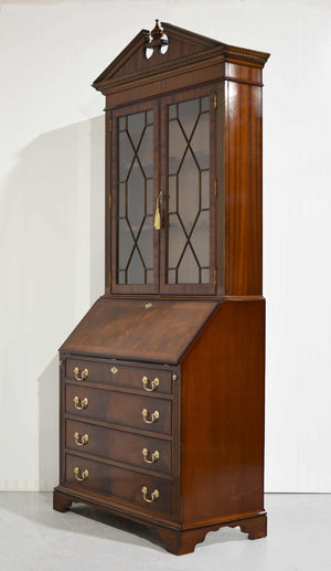 Mid Century American Colonial Revival Mahogany  Drop Front Bureau Butler's Secretary Desk