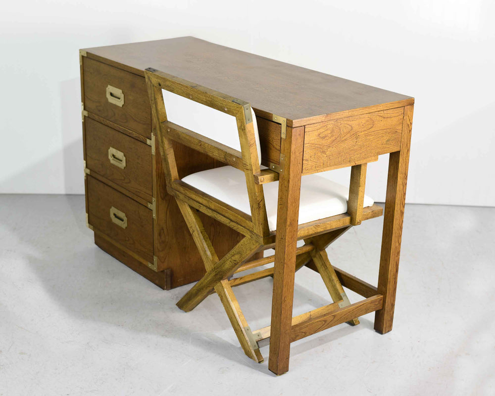 Mid Century Campaign Desk and X-Base Chair