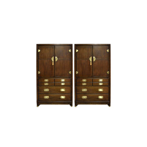 Mid Century Campaign Gentleman's Chests Dressers - A Pair