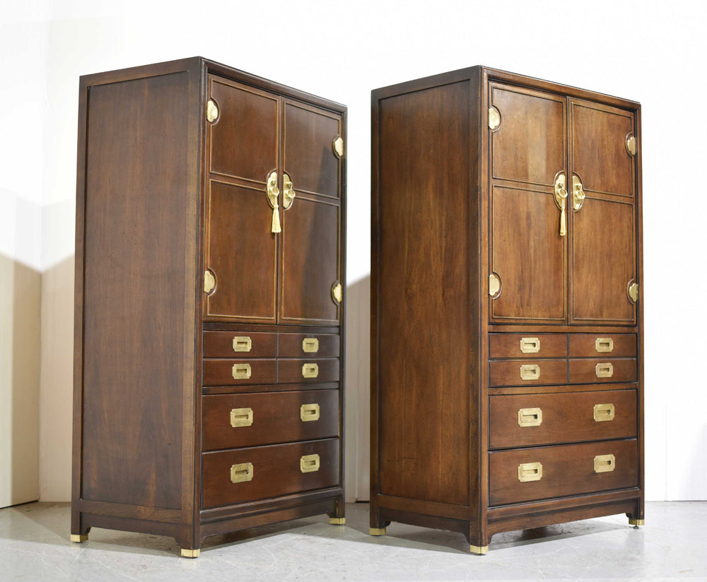 Mid Century Campaign Gentleman's Chests Dressers - A Pair