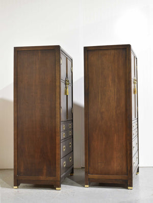 Mid Century Campaign Gentleman's Chests Dressers - A Pair