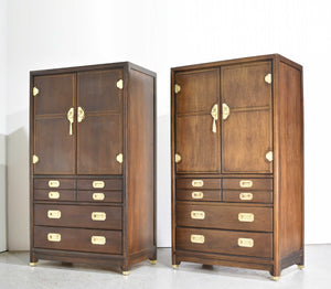 Mid Century Campaign Gentleman's Chests Dressers - A Pair