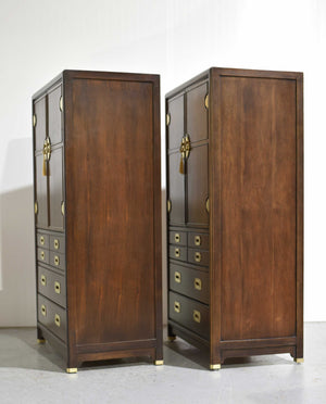 Mid Century Campaign Gentleman's Chests Dressers - A Pair