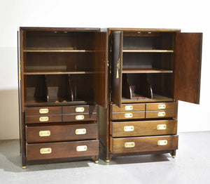 Mid Century Campaign Gentleman's Chests Dressers - A Pair