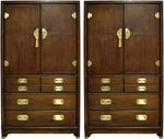 Mid Century Campaign Gentleman's Chests Dressers - A Pair